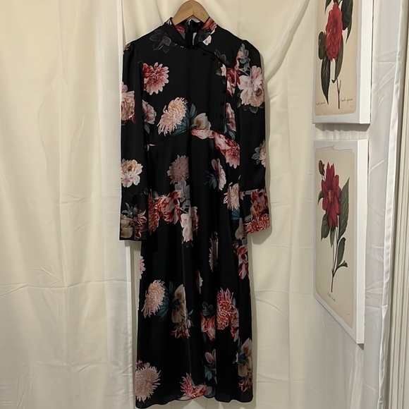 Zara Asian Inspired Maxi Dress with Long Sleeves a280